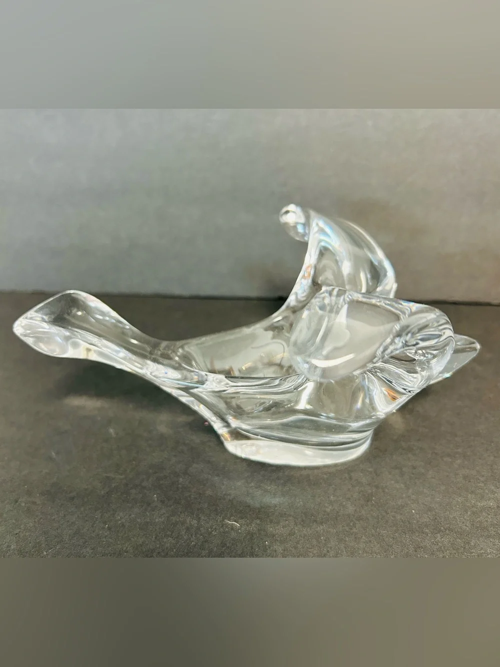 Princess House Vintage MCM Art Glass Clear Lead Crystal Flying Dove Home Decor